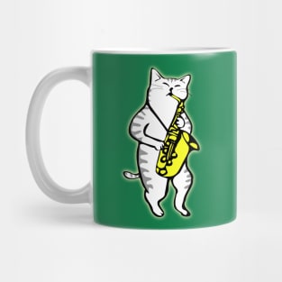 Cat Playing Saxophone Mug